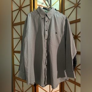 Orvis Long sleeve button up shirt black and white micro plaid